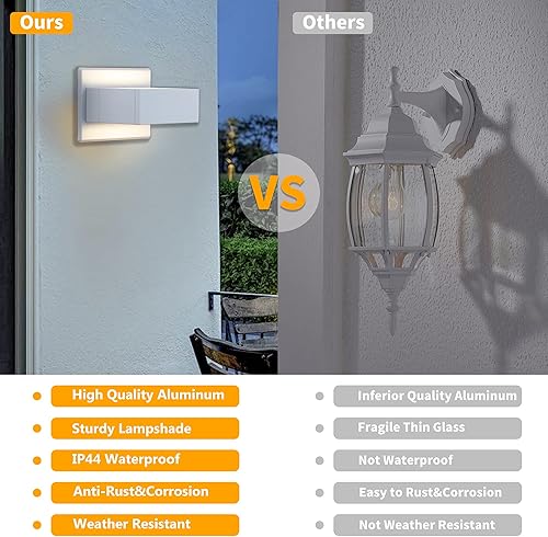 Miniatura 5 de Inowel Paquete de 2 luces de pared para exteriores luz exterior blanca arriba y abajo aplique de pared LED para porche garaje casa jardín 75 W 240