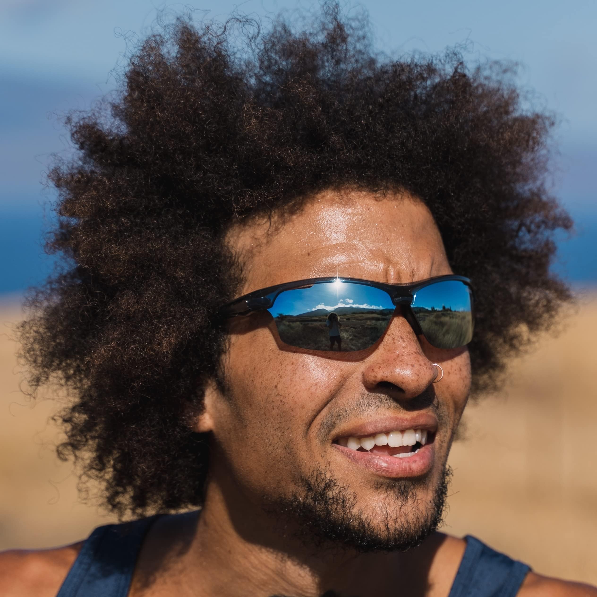Tifosi Gafas de sol intensas, ahumadas de cristal, color azul brillante, talla única, Cristal ahumado, Talla única