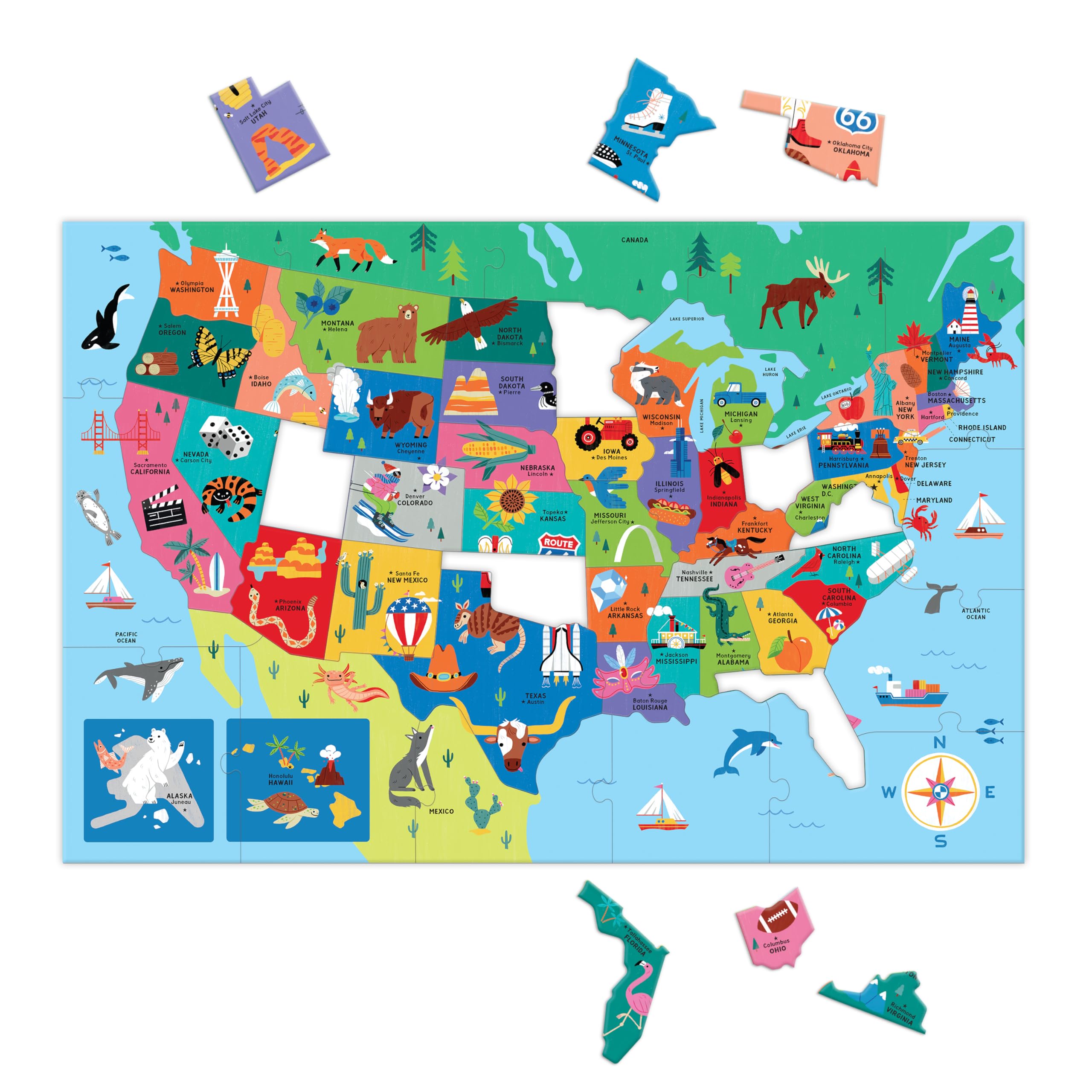 Amazon.com: Mudpuppy Map of The USA – 100 Piece Jigsaw Puzzle with