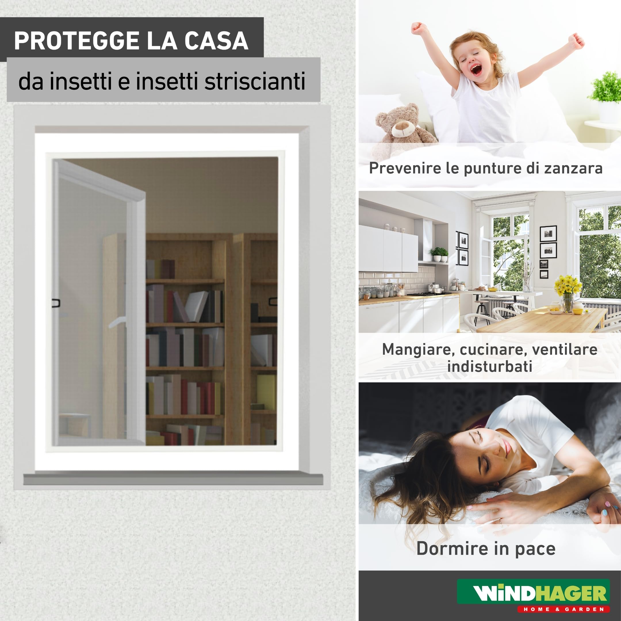 Zanzariera Per Finestre Windhager Basic - Kit Fai Da Te 100x120 Cm | Bianco Antizanzare