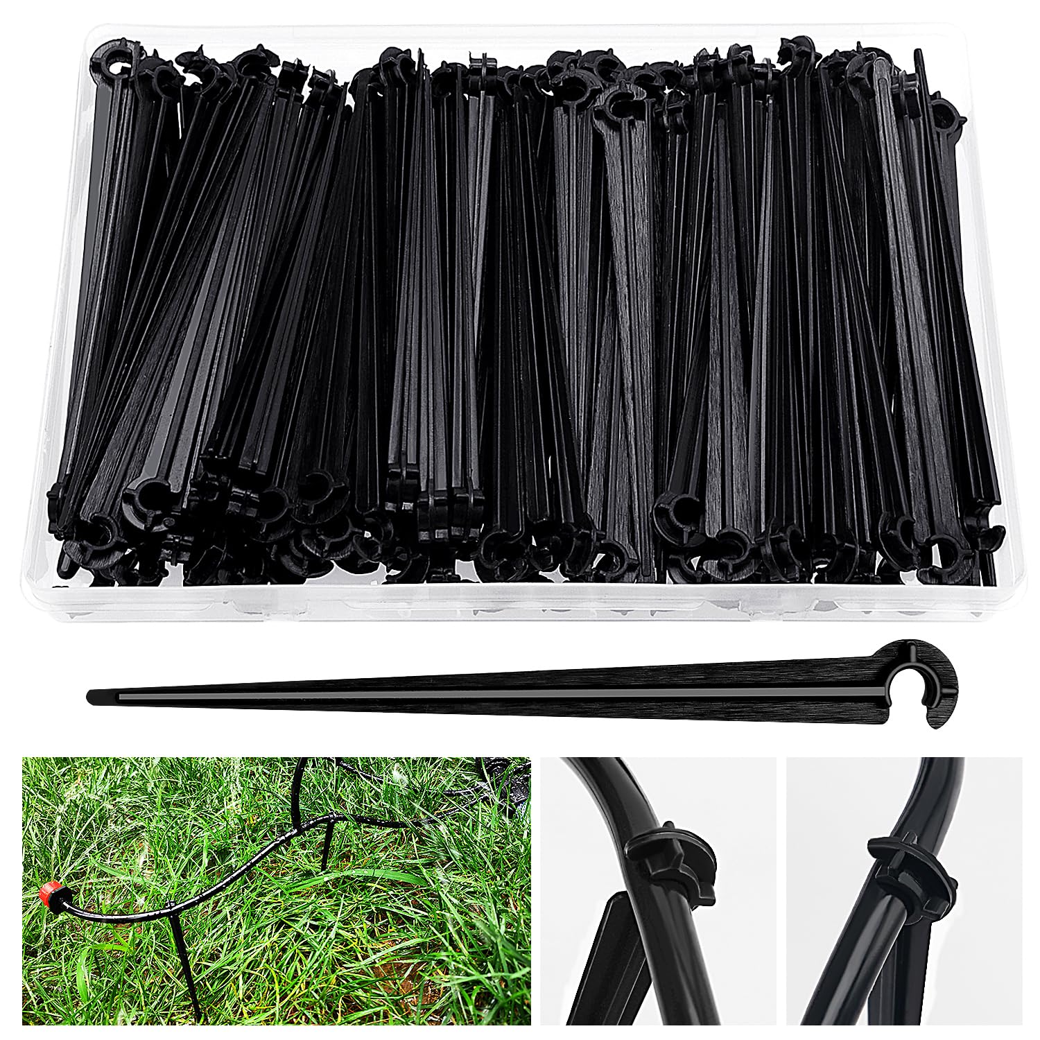 VooGenzek 100 Piezas Estacas de Apoyo para Riego por Goteo, Soporte Tubo Riego Piquetas, Estacas para Manguera de Riego, para Manguera de 4/7mm, para Huertos, Plantas o Macizos de Flores