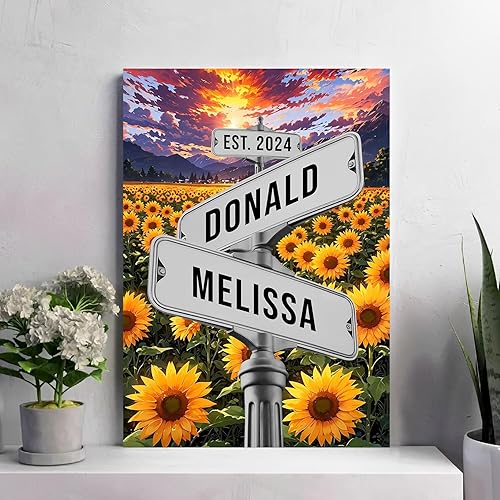 Miniatura 8 de Letrero de calle vintage personalizado para parejas, letrero de calle Crossroads, el mejor regalo para parejas, póster de lienzo vintage con letrero