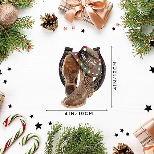 Miniatura 3 de Podagree - Adorno de Navidad personalizado de botas y sombrero de vaquero para vaquero, adorno de equitación, adorno de carreras de caballos (CB1)