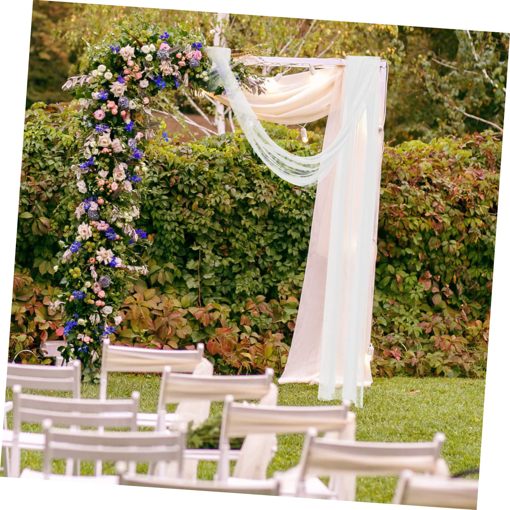 TOPBATHY 3St Hintergrundschleier im Freien Hochzeitsvorhang Deckenvorhang Gardinen hochzeitsdeko Fenstervorhänge Hochzeitsbogen Stoffvorhang Hochzeitsbogenplatten Schönheitsgarn Weiß