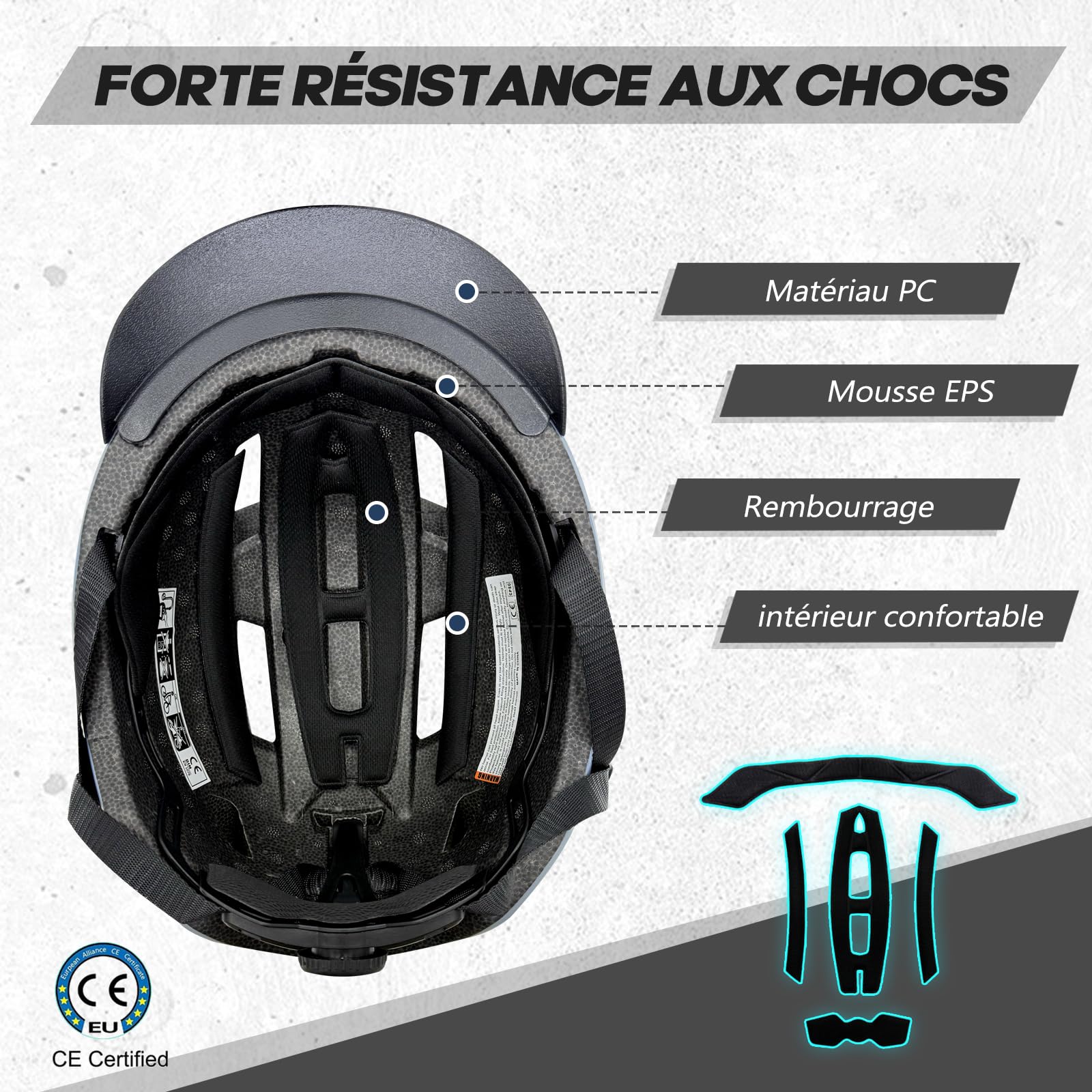 LeapBeast Casque Vélo Léger Unisexe avec Visière Amovible et Lunettes Magnétiques, Taille Réglable, Coque en PC et Doublure en EPS, Idéal pour Vélo Électrique, VTT et Vélo Urbain