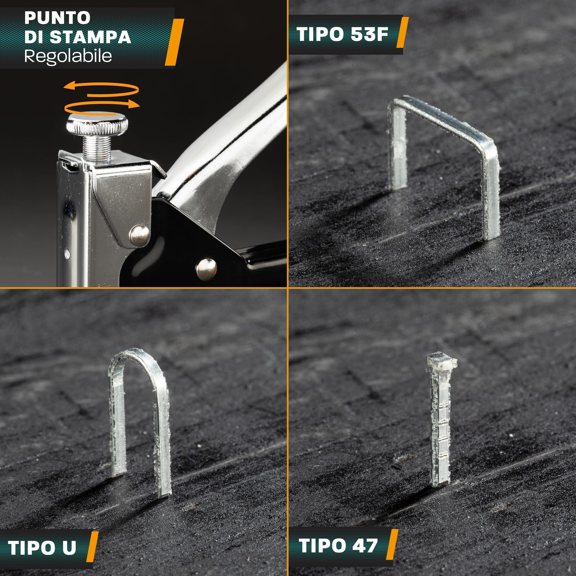 Hinrichs Cucitrice e Spillatrice Professionale 3-in-1 – Pistola Sparachiodi e Pinzatrice Manuale per Legno, Mobili e Tessuti – Include 1600 Graffe e 800 Chiodi | Pinzatrice e Sparachiodi per Fai-da-te