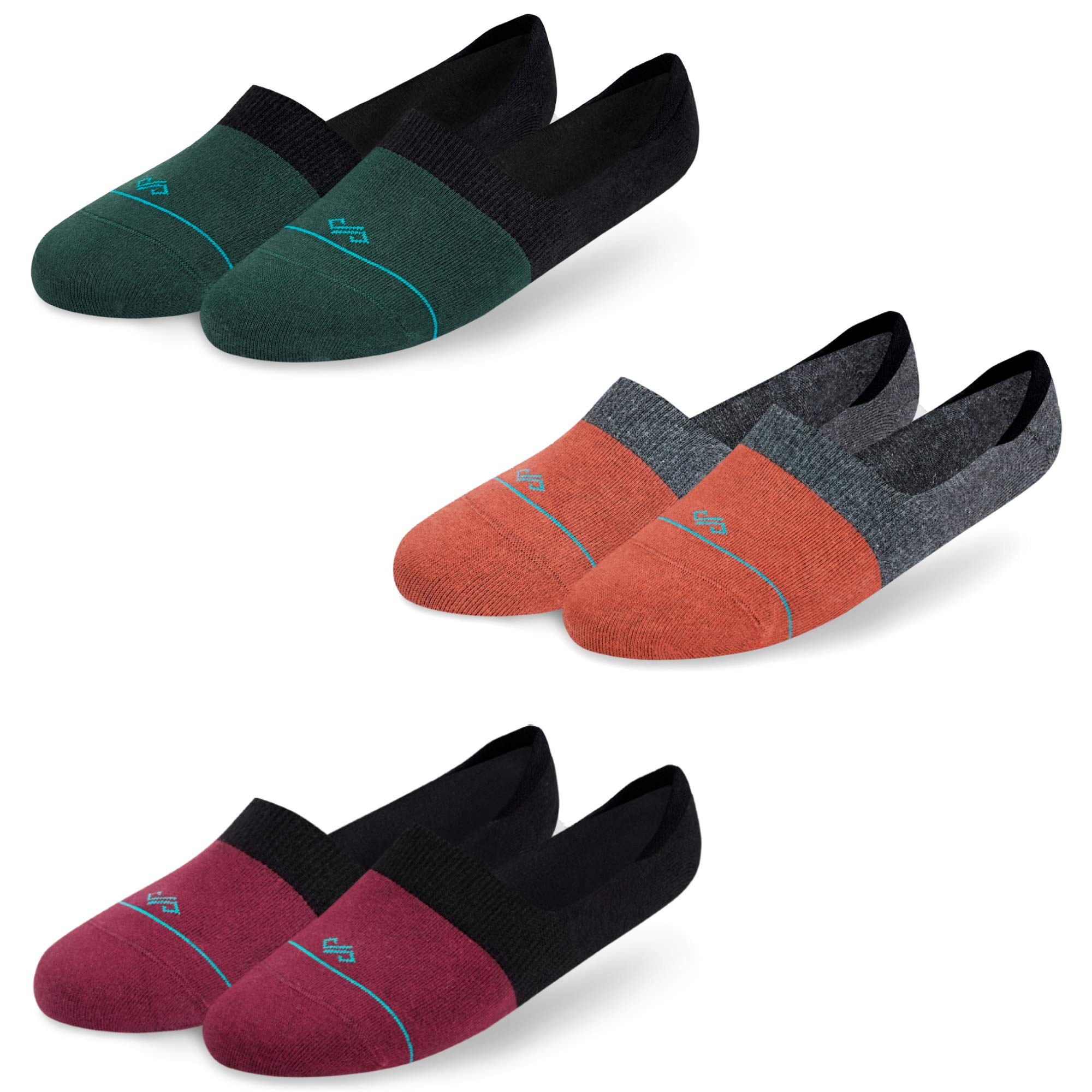 dynamocks Men's and Women's Combed Cotton Loafer Socks with Anti-Slip Silicon (Pack of 3) (#5DSC, Multicolour, Free Size)-picture-20