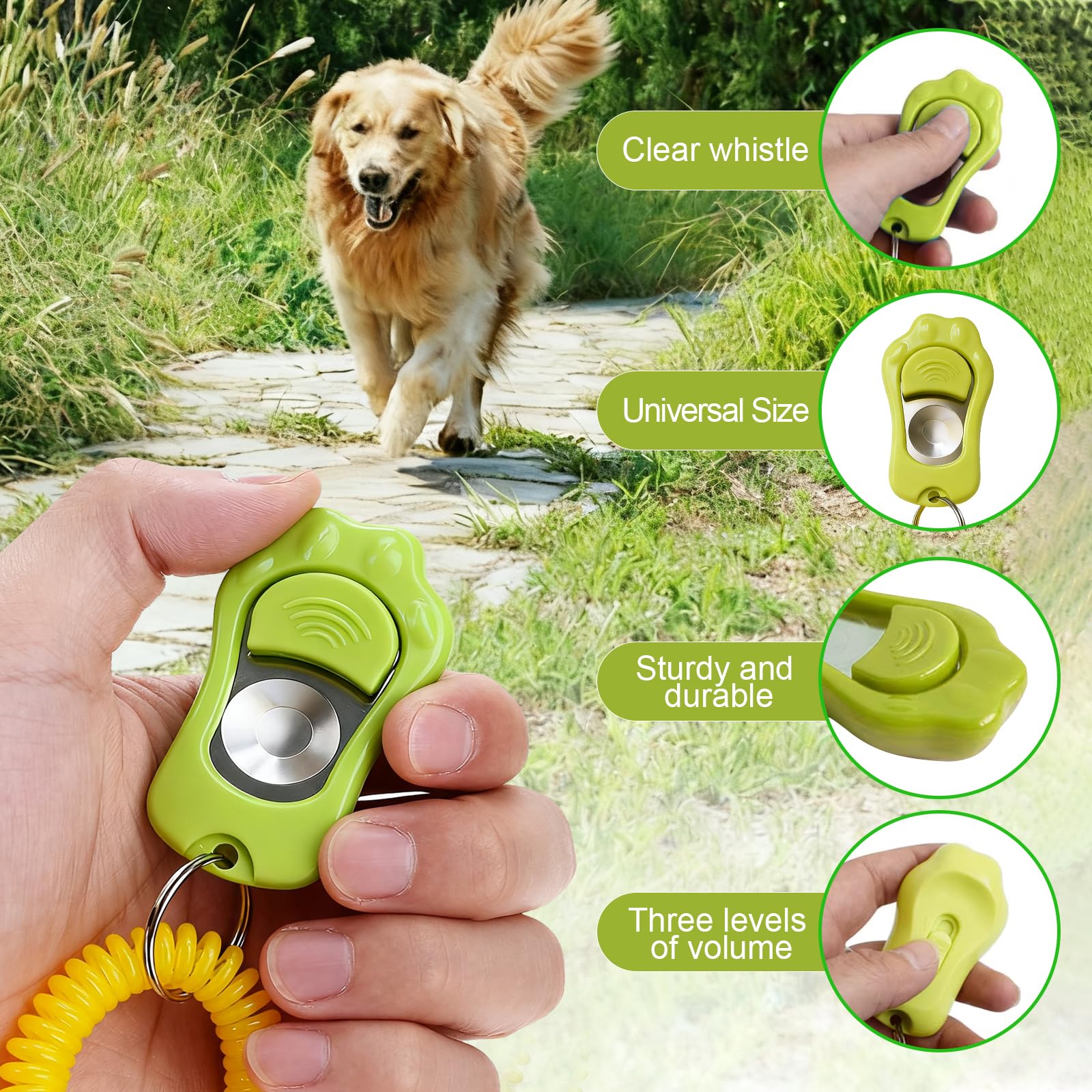 2 Pcs Sifflet Ultrason Chien, Clicker Dressage pour Chien, Clicker Training pour Animaux à Fréquence Ajustable (avec Laniette), pour Chien, Chat, Oiseau, Lapin (Vert Sauge/Gris Bleu)