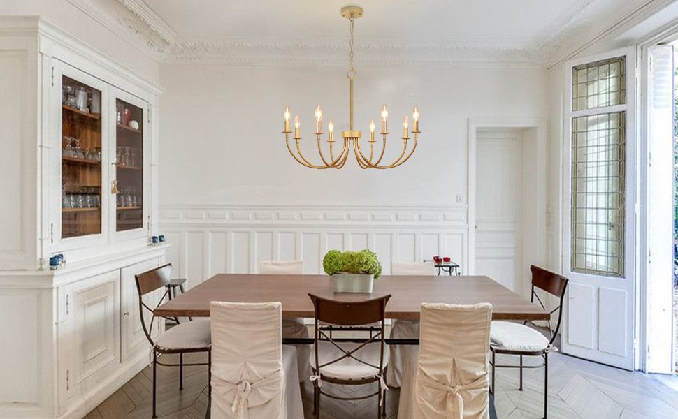 LOVEDIMA Rustic Candle-Shaped 8-Light Metal Chandelier Lighting Antique - View #9