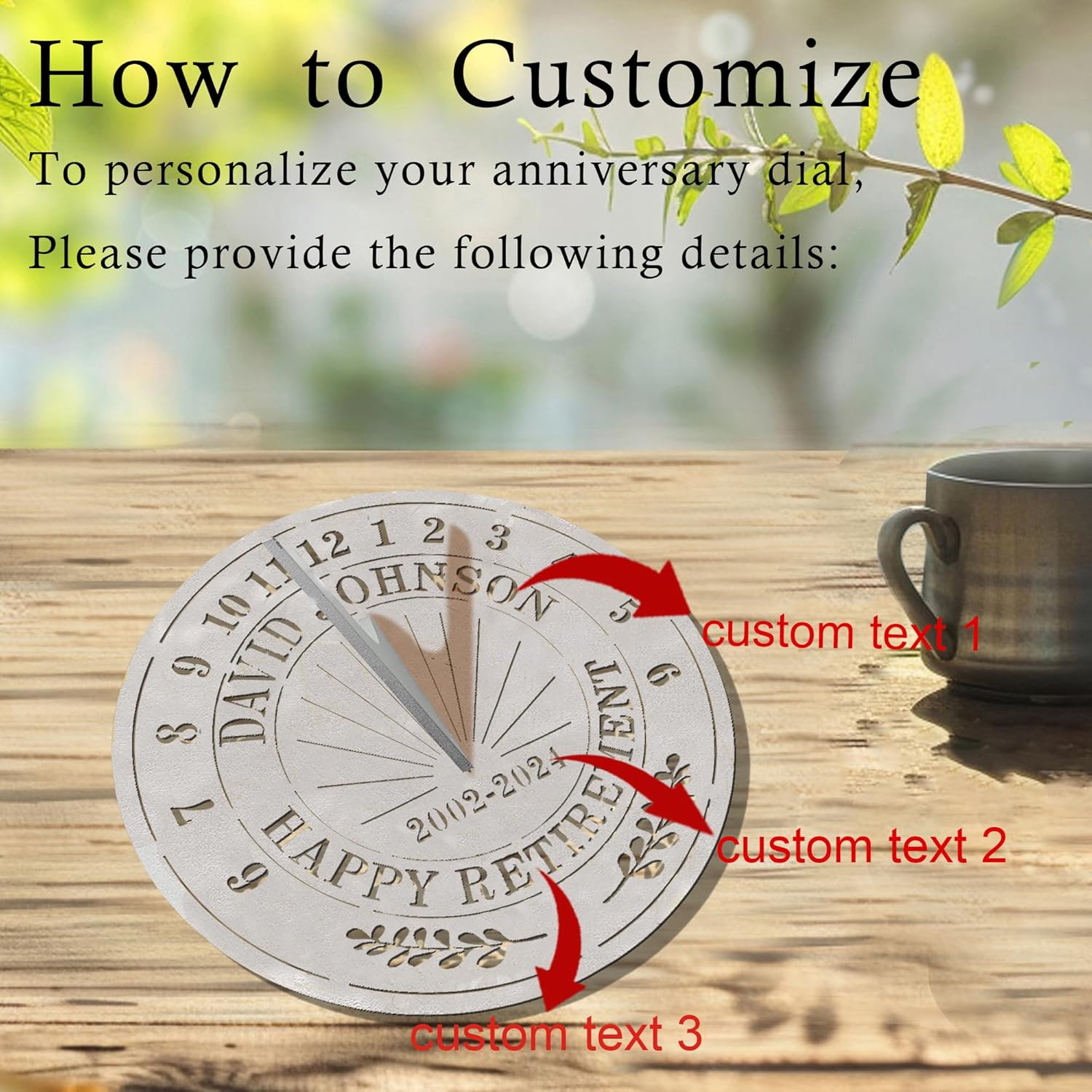 Personalized Sundial Retirement Gift for Men Or Women, Custom Retirement Gift with Name and Date