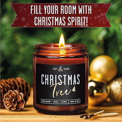 Miniatura 3 de Christmas Tree Candles, Christmas Candles Scented - 'Christmas Tree' Candle wBalsam, Cedar & Citrus - Infused with Essential Oils I Pine Candle I