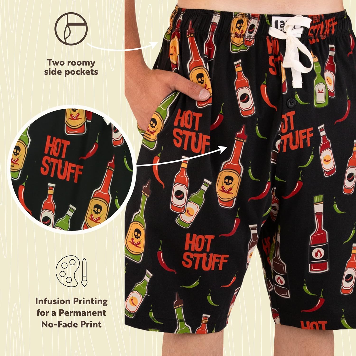 Lazy One Pajama Shorts for Men, Men's Pajama Bottoms, Sleepwear - Image 6