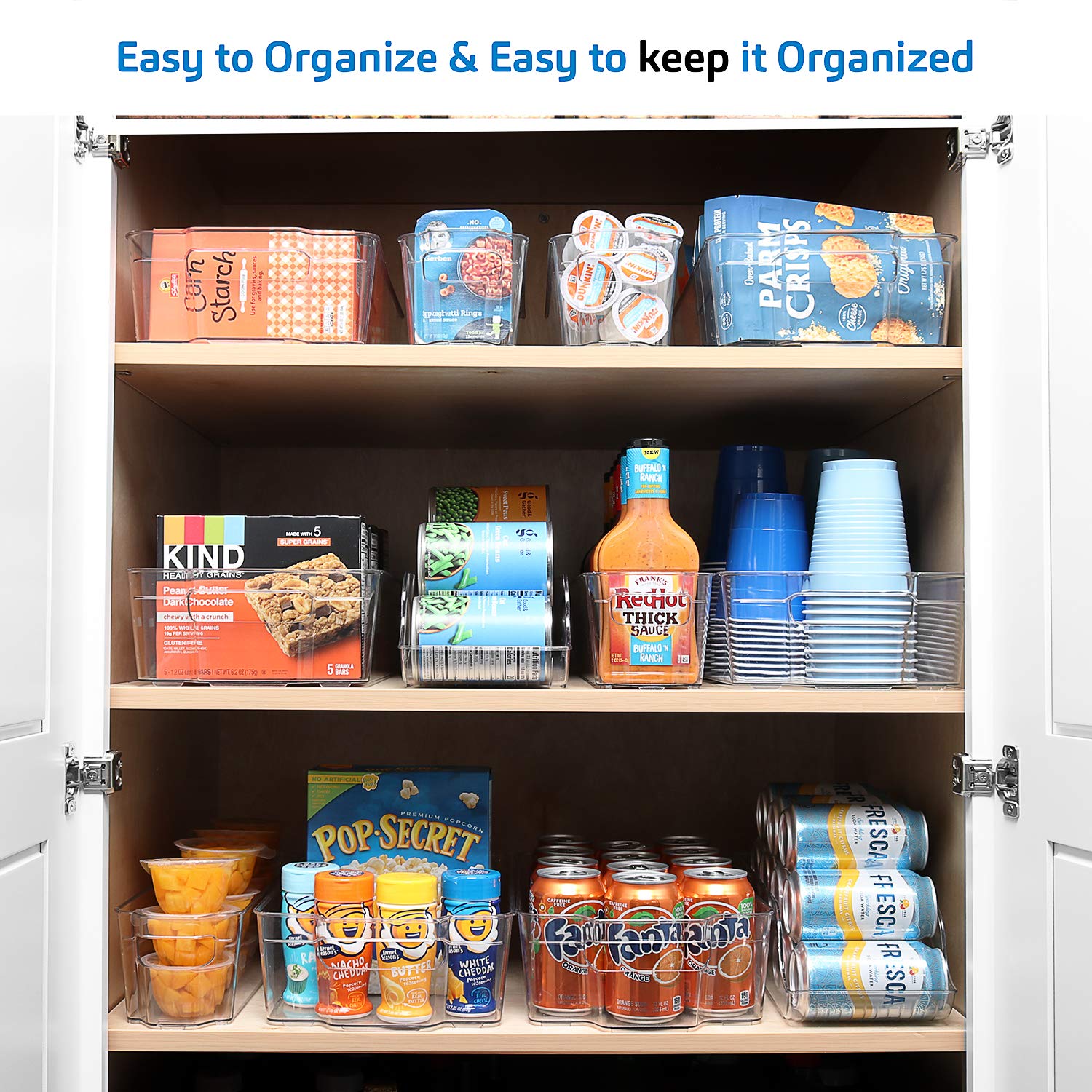 StorageBud Fridge Organizer 16 PC Refrigerator Organizer Bins Clear