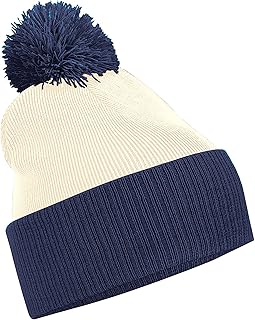 Beechfield Snowstar Duo Two-Tone Winter Beanie Hat (One Size) (Off White/French Navy)