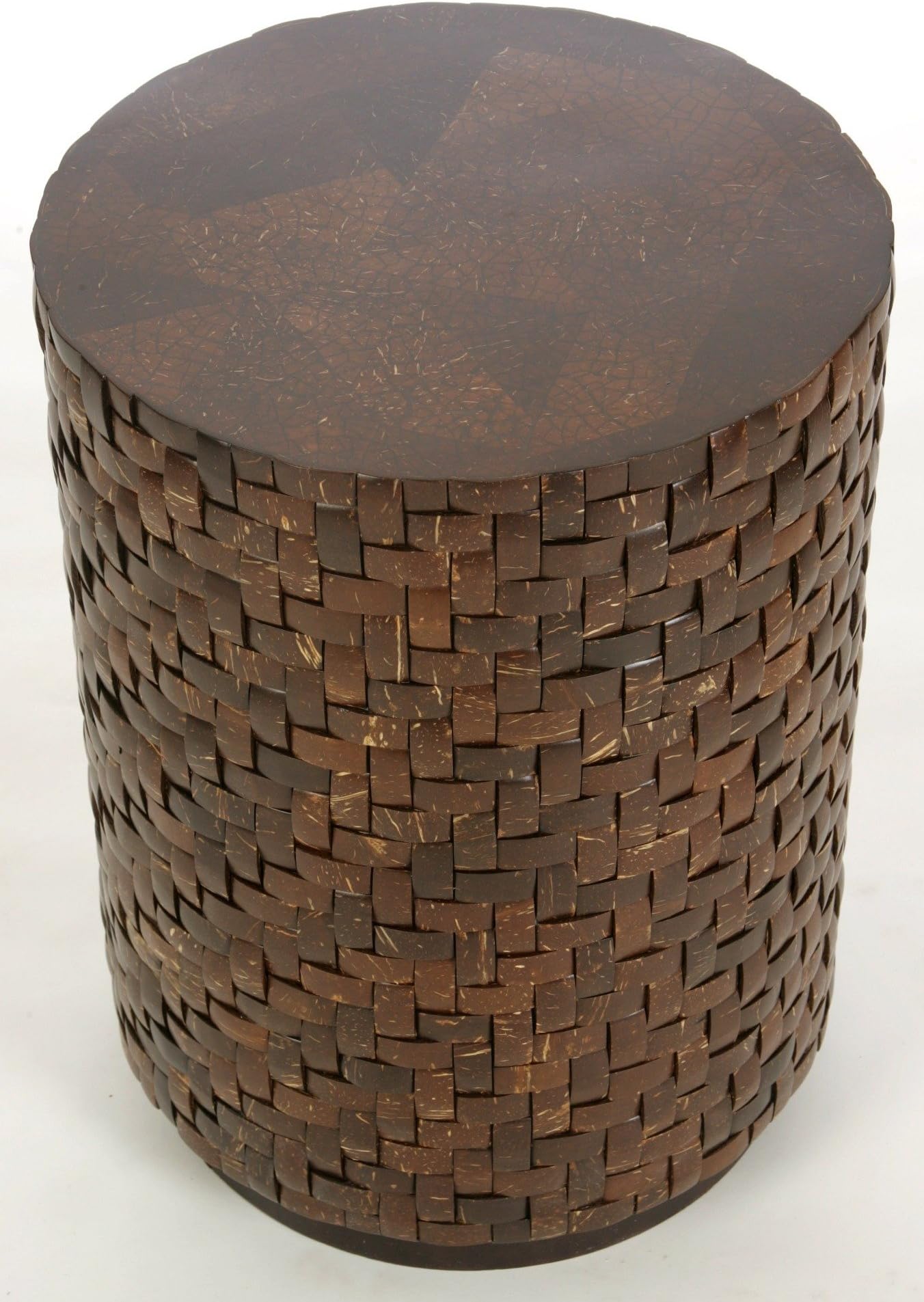 Indo Puri Block Cylinder Bali Side Table, Brown Coco