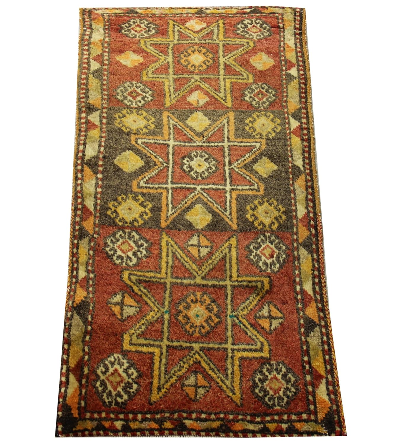 Small carpet Turkish handmade doormat 3x1,4 feet handwoven