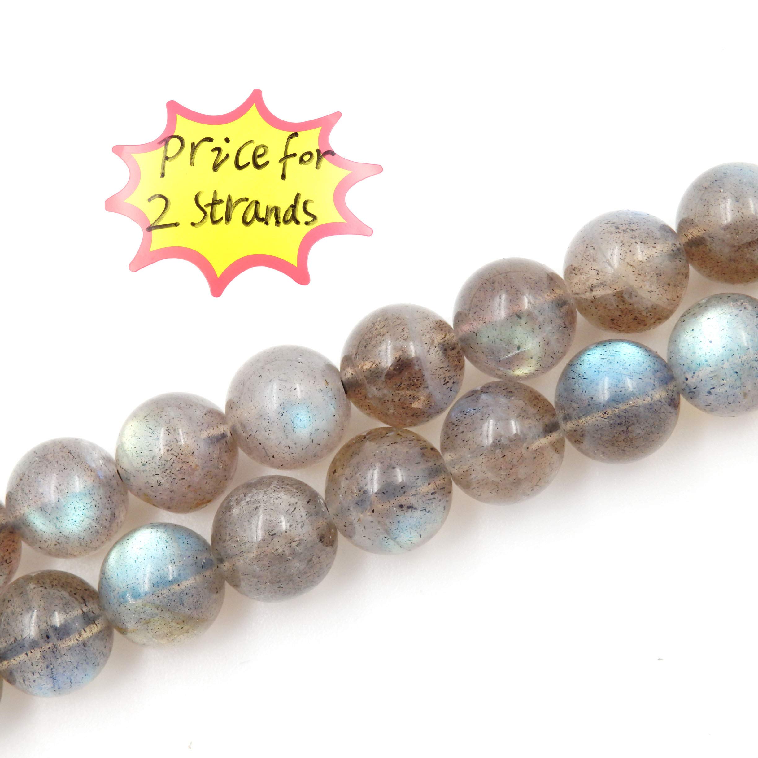 Perline con Stretch Cord per Gioielli Che Fanno Perline di Pietra sciolte per DIY Energy Stone Healing Power Bracelet 8mm=96 Pezzi e 1 Rotolo Cavo Labradorite AAA 8mm
