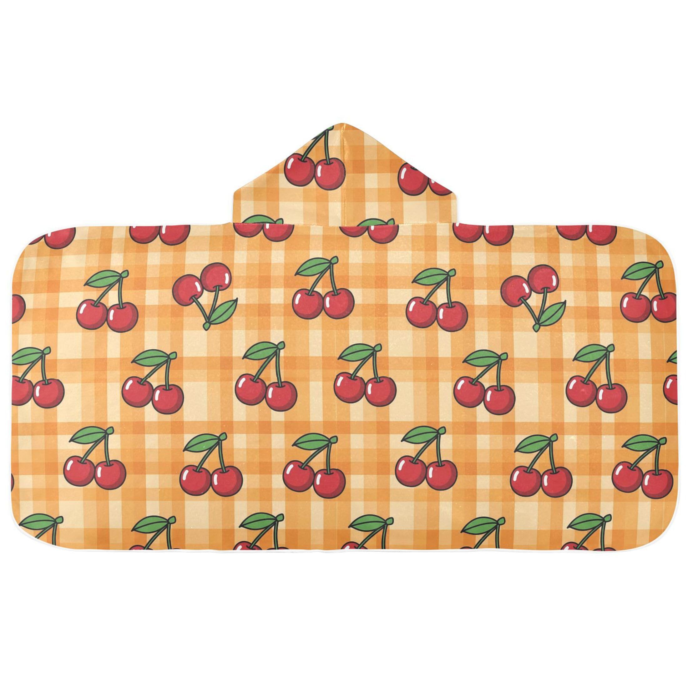 Fuauuyl Cherry Plaid Hooded Baby Bath Towel Soft & Breathable Towel for Newborns Infants Toddlers, Nursery Essential