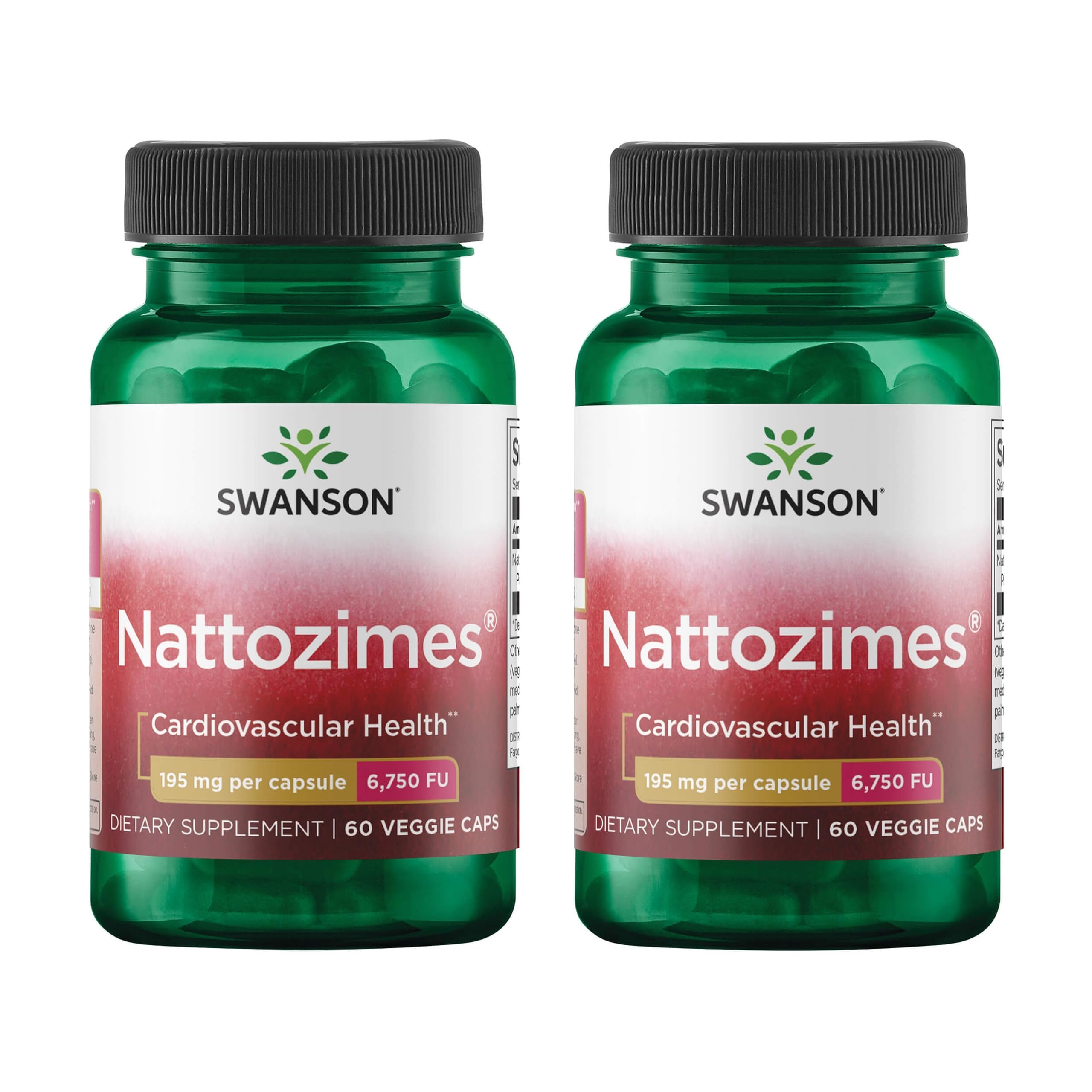 Swanson Triple-Strength Nattozimes 195 mg/6750 FU, 60 Veg Caps, 2 Pack 60 Count (Pack of 2)