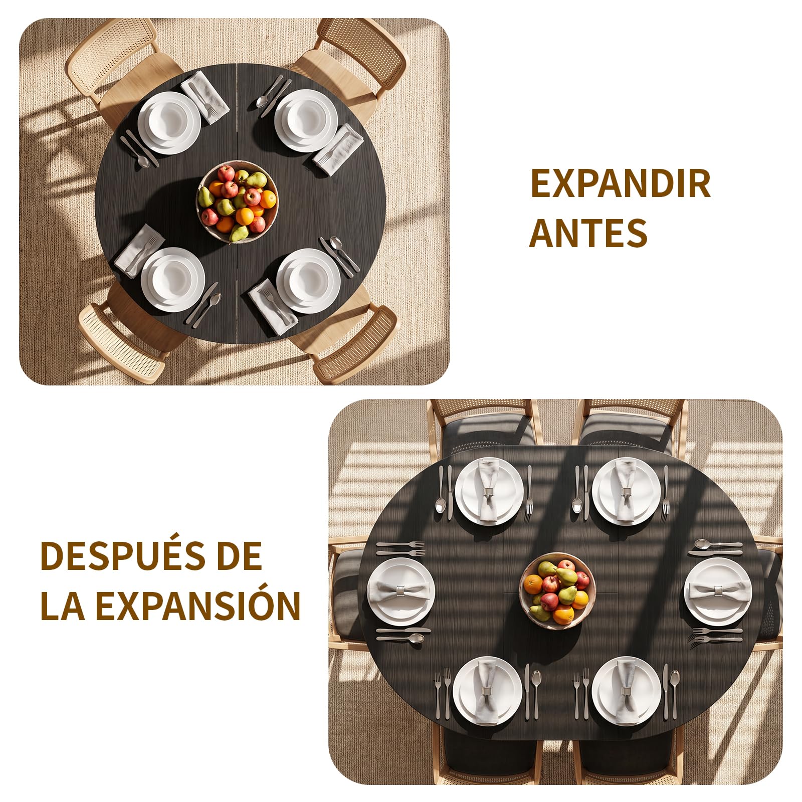 Mesa de Comedor Extensible,con Espacio de Almacenamiento