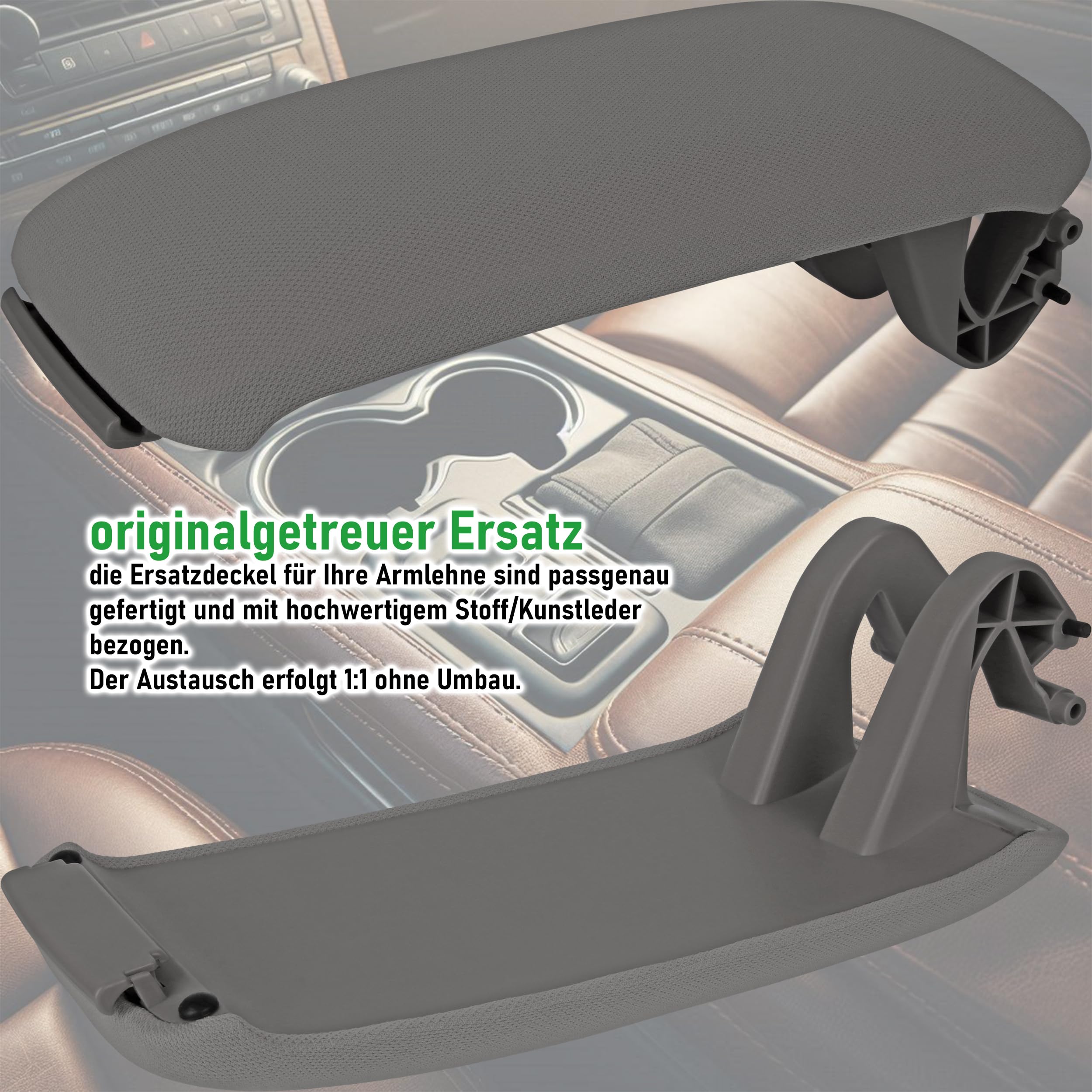 RECAMBO Couvercle de boîte à gants de rechange compatible avec Audi A3 8P années de construction 2003-2013, couleur gris - ajustement robuste - aspect proche de l'original - mécanisme durable