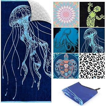 XXL Beach Towel Microfibre Towel Large 90 x 180 cm Absorbent and Quick Drying Beach Towel Microfibre Beach Towel Lightweight Sand-Free for Sports Travel Beach Sauna