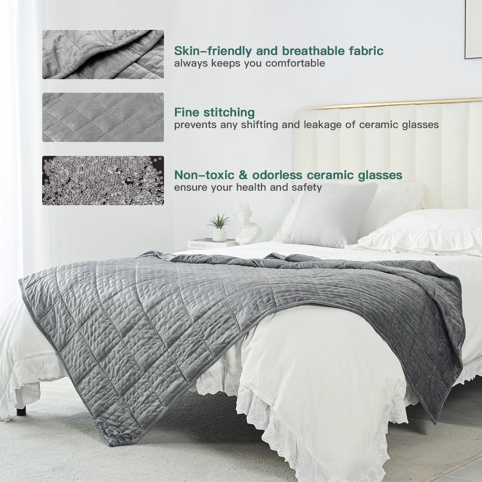 Lofus Weighted Blanket for Adults, Breathable and Soft Heavy Blanket with Ceramic Beads for Sleeping and Relaxation, Double-Sided Small Plaid Weighted Blankets 48"x72" 15 lbs