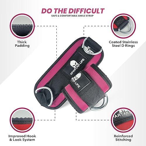Miniatura 6 de Correa de tobillo para máquina de cable y bandas de resistencia, puños de tobillo para entrenamiento, bandas de tobillo ideales para entrenamiento,