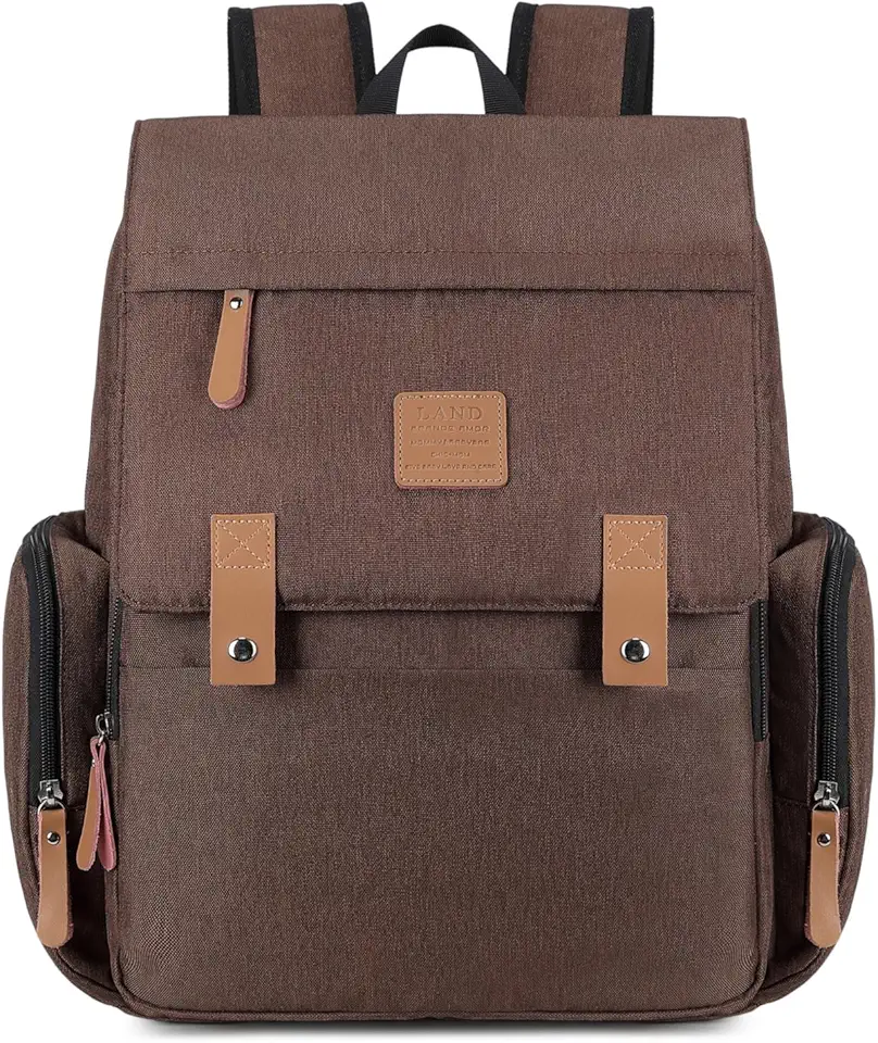 Bolsa Maternidade Luxo de Couro com Gancho para Carrinho e Trocador, Mochila Maternidade Impermeável Grande Capacidade para Bebê Viagem e Dia a Dia – LAND GRANDE AMOR LUXURY2.0 (café)