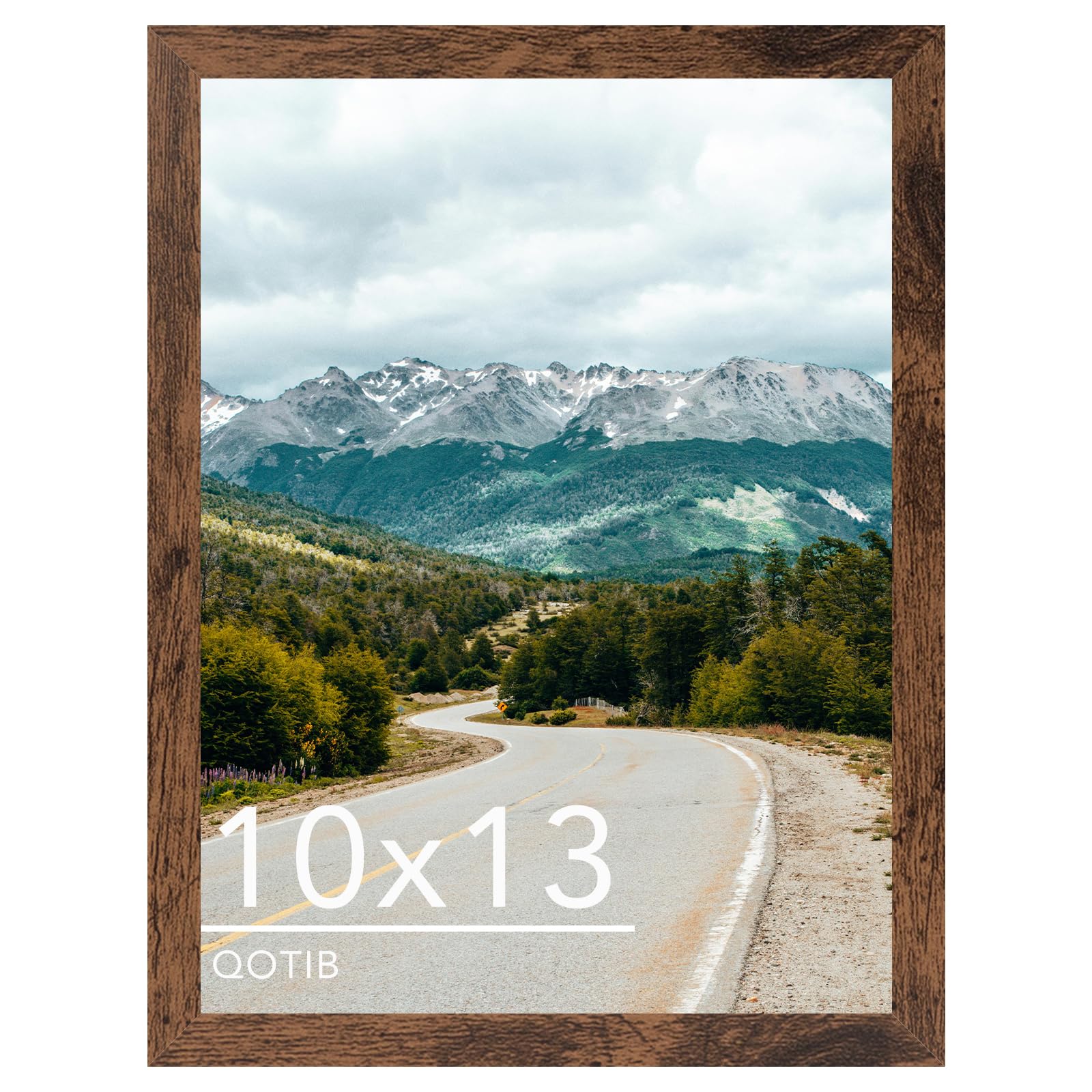 QOTIB 10x13 Picture Frame Deep Brown for Wall Hanging, Wood 10 x 13 Frame Photo Frame for Wall Horizontally or Vertically, Deep Brown, 1 Pack — image 1