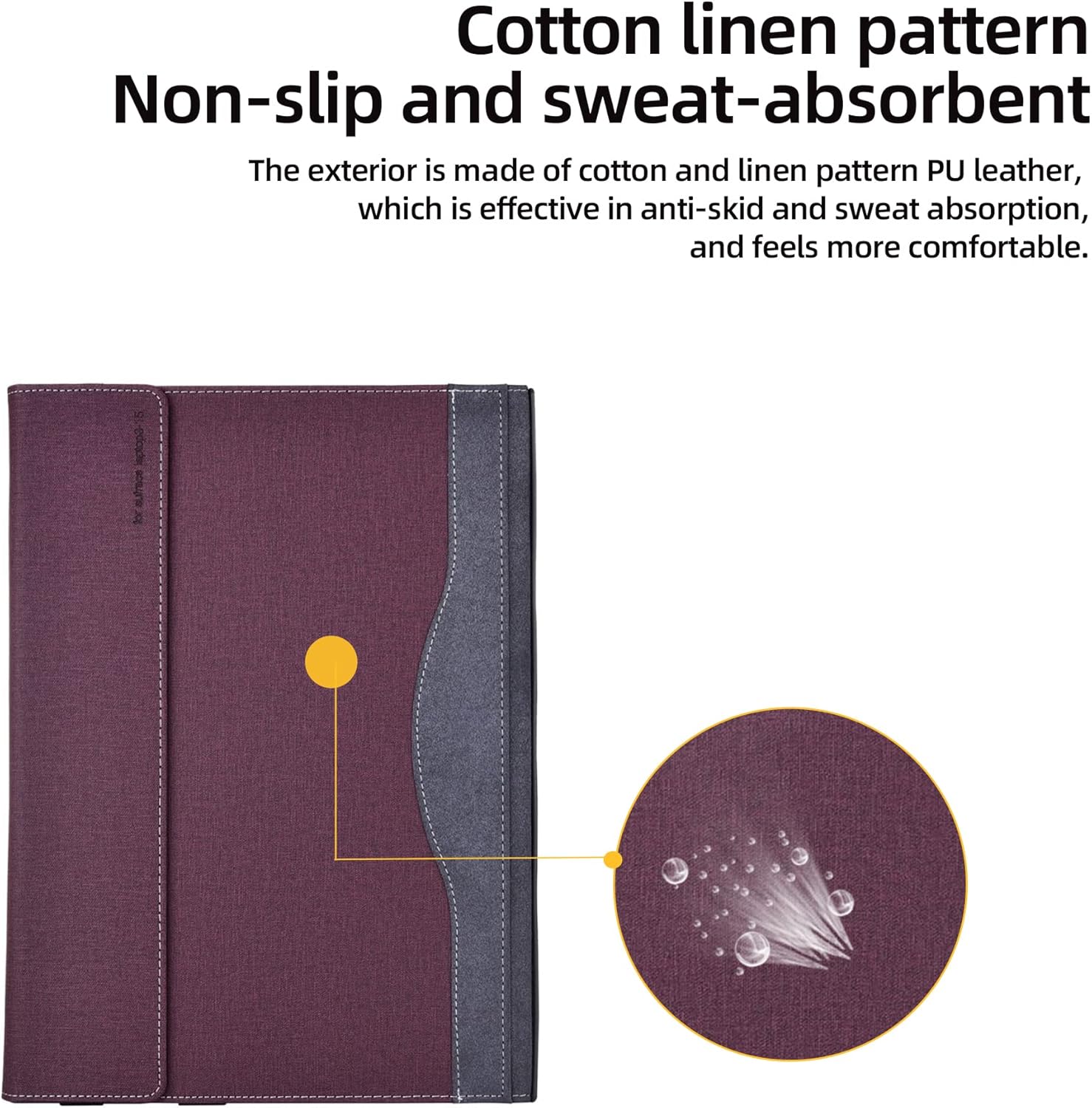 Case for Surface Laptop 6/5/ 4/3 / 2/1 15 Inch Special, Premium PU Leather Detachable Laptop Sleeve(15 Inches, Wine red)