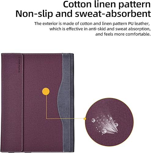 Miniatura 6 de Funda para Surface Laptop de 654321 15 pulgadas especial, funda desmontable de piel sintética premium para portátil (15 pulgadas, rojo vino)