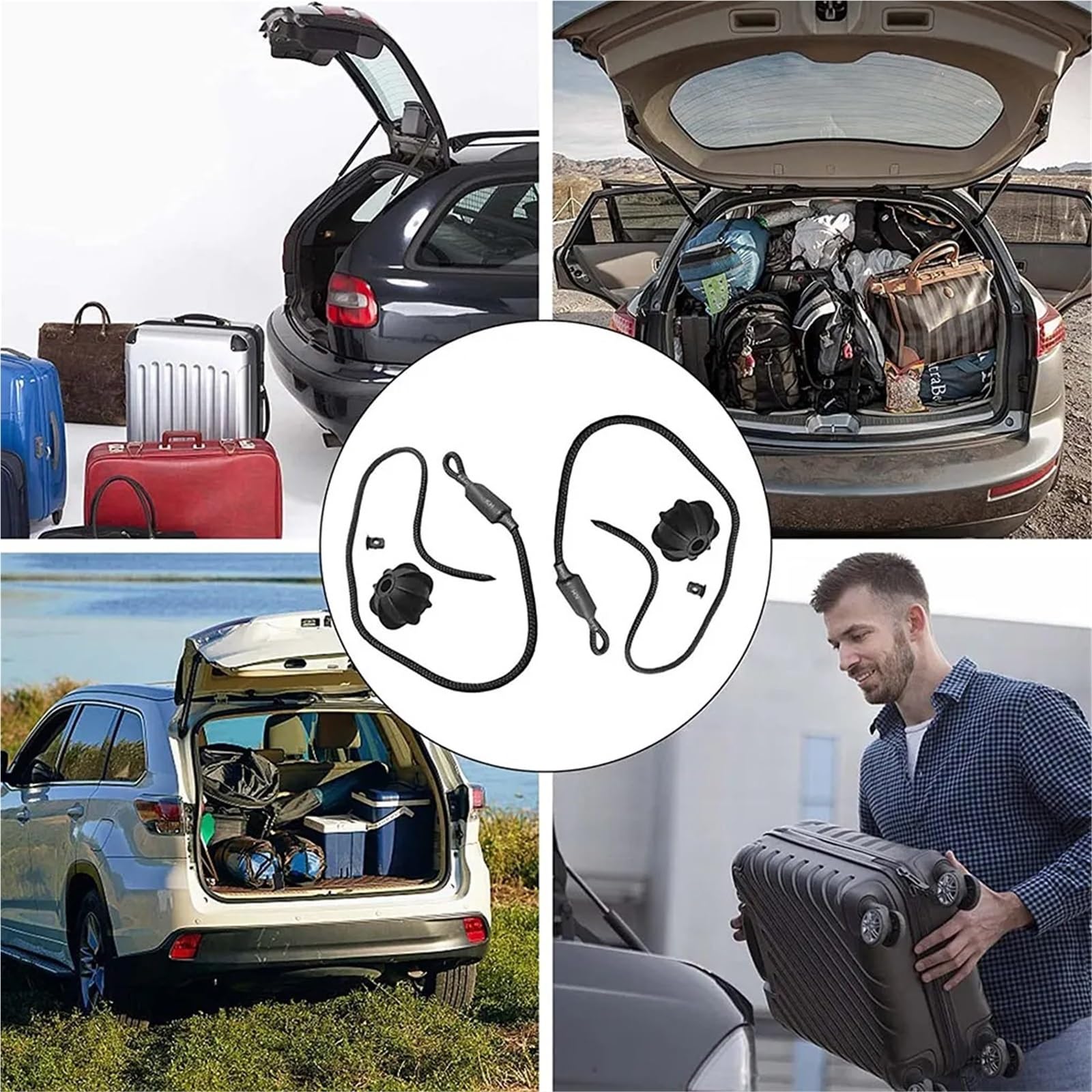 CordóN Bandeja Maletero Compatible con para Golf 6 MK6 para GTI R20 Correas para Estante Trasero Coche Cordón Sujeción Bolas Bandeja para Portaequipajes Cubierta Cuerda 2/8 Uds(8PCS)