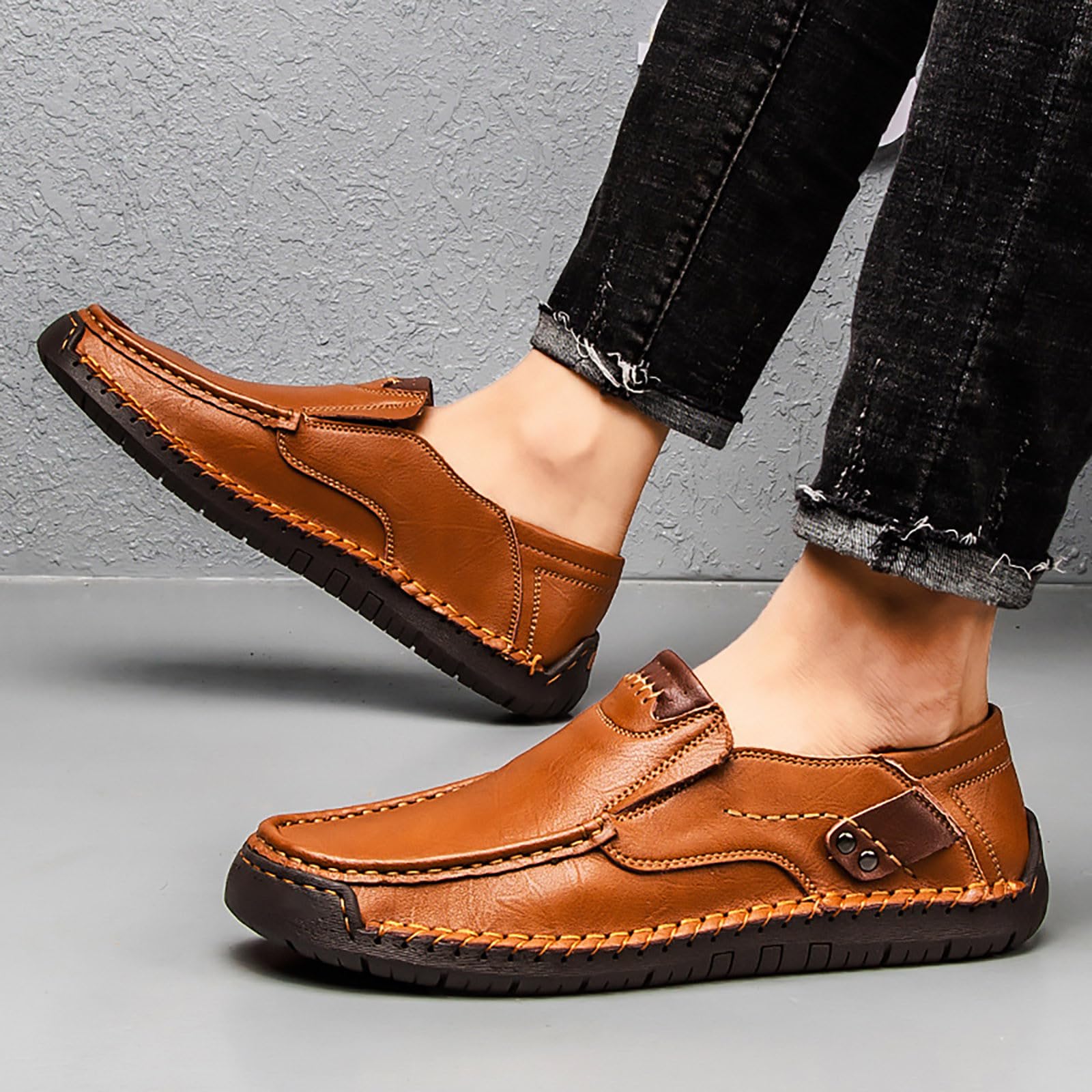 Zapatos de piel sintética para hombre, estilo retro, ligeros, de corte