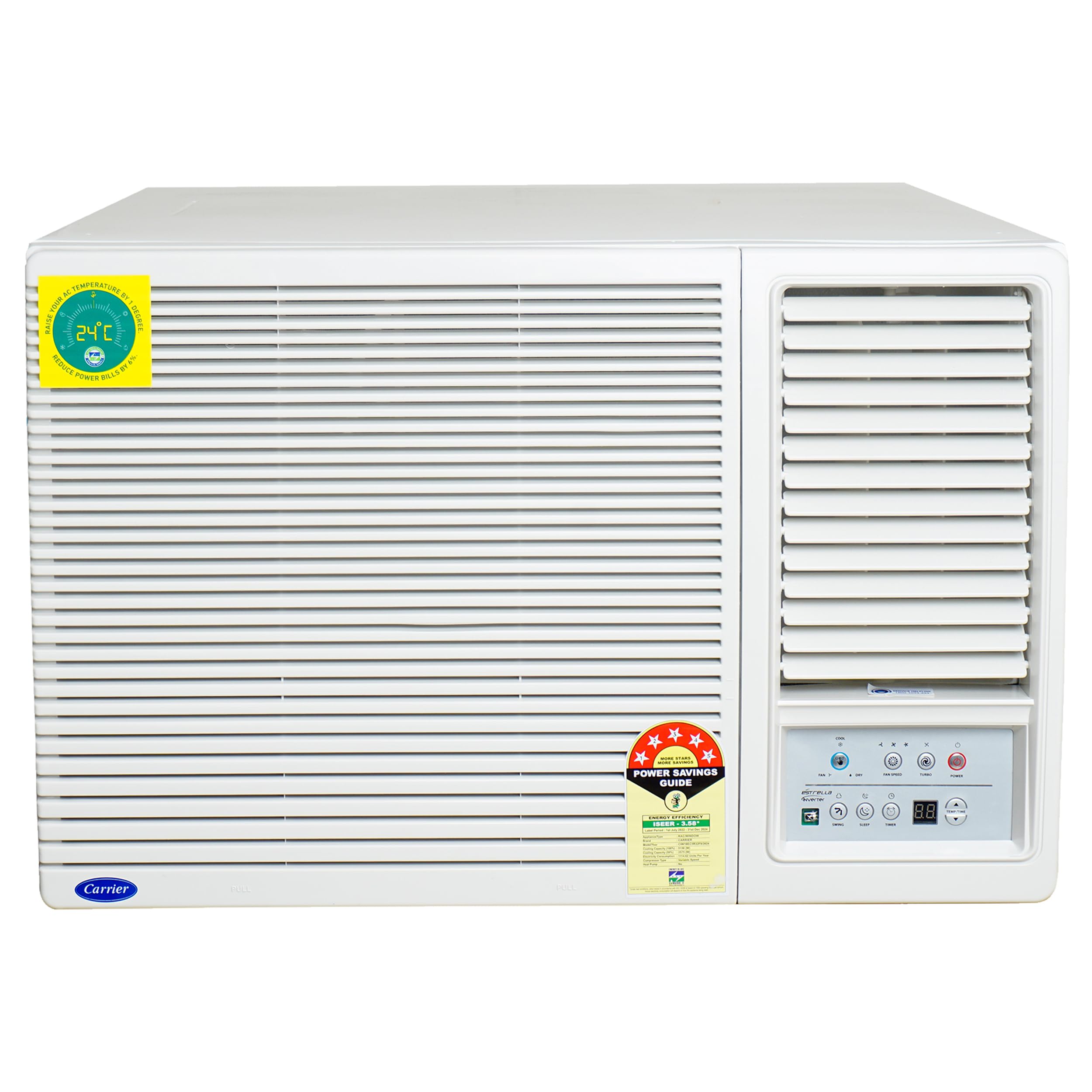 Carrier 1.5Ton 5 Star Copper, Dust Filter & Turbo Mode Window Inverter Air Conditioner(CARRIER WIN Air Conditioner 18K ESTRELLA EXI 5 STAR, White)