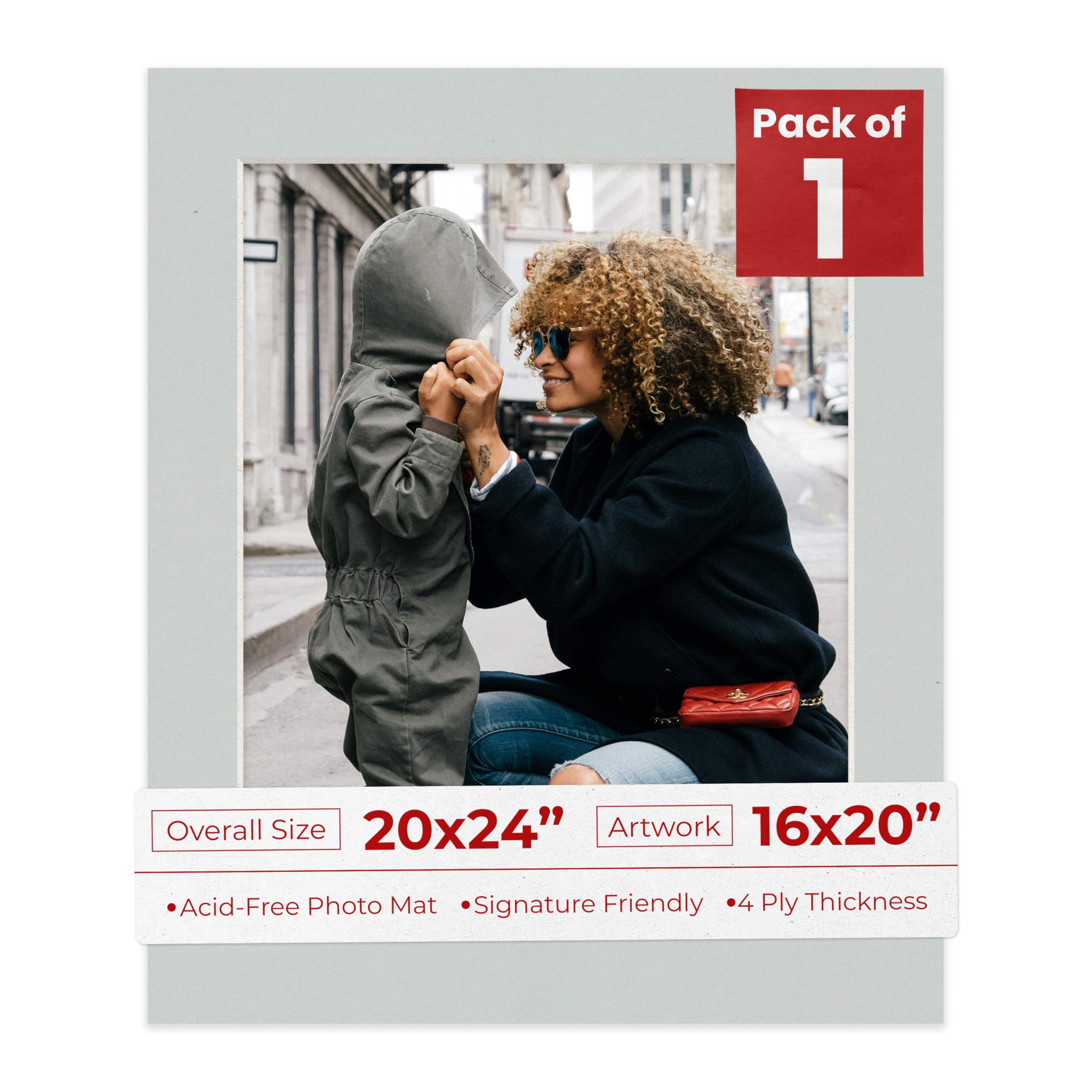 20x24 Mat for 16x20 Photo - Precut Grey Picture Matboard for Frames Measuring 20 x 24 Inches - Bevel Cut Matte to Display Art 16 x 20 Inches - Acid Free ONE MAT with Backing Board & Clear Bag-image-19