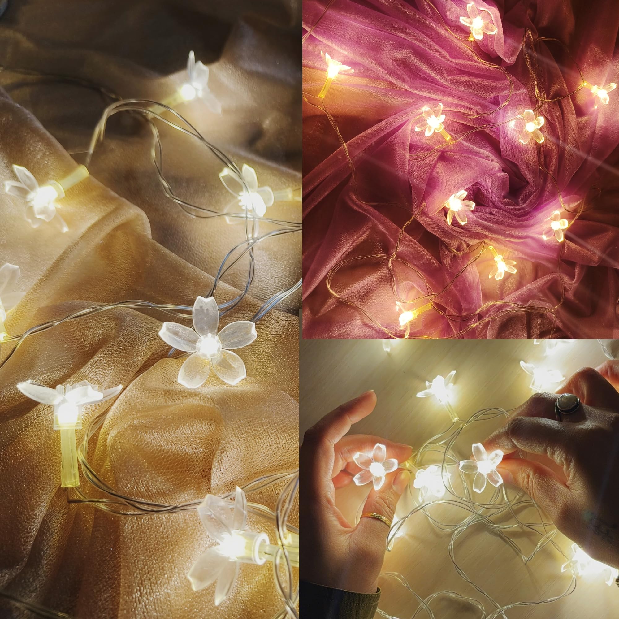 SpecialYou® Silicon Flower Lights for Decoration, Fairy Lights for Room Decorations, Home Decor for Living Room, Ganpati Decoration Setup for Home - 14 Silicon Flower 3Mtr LED Light 3