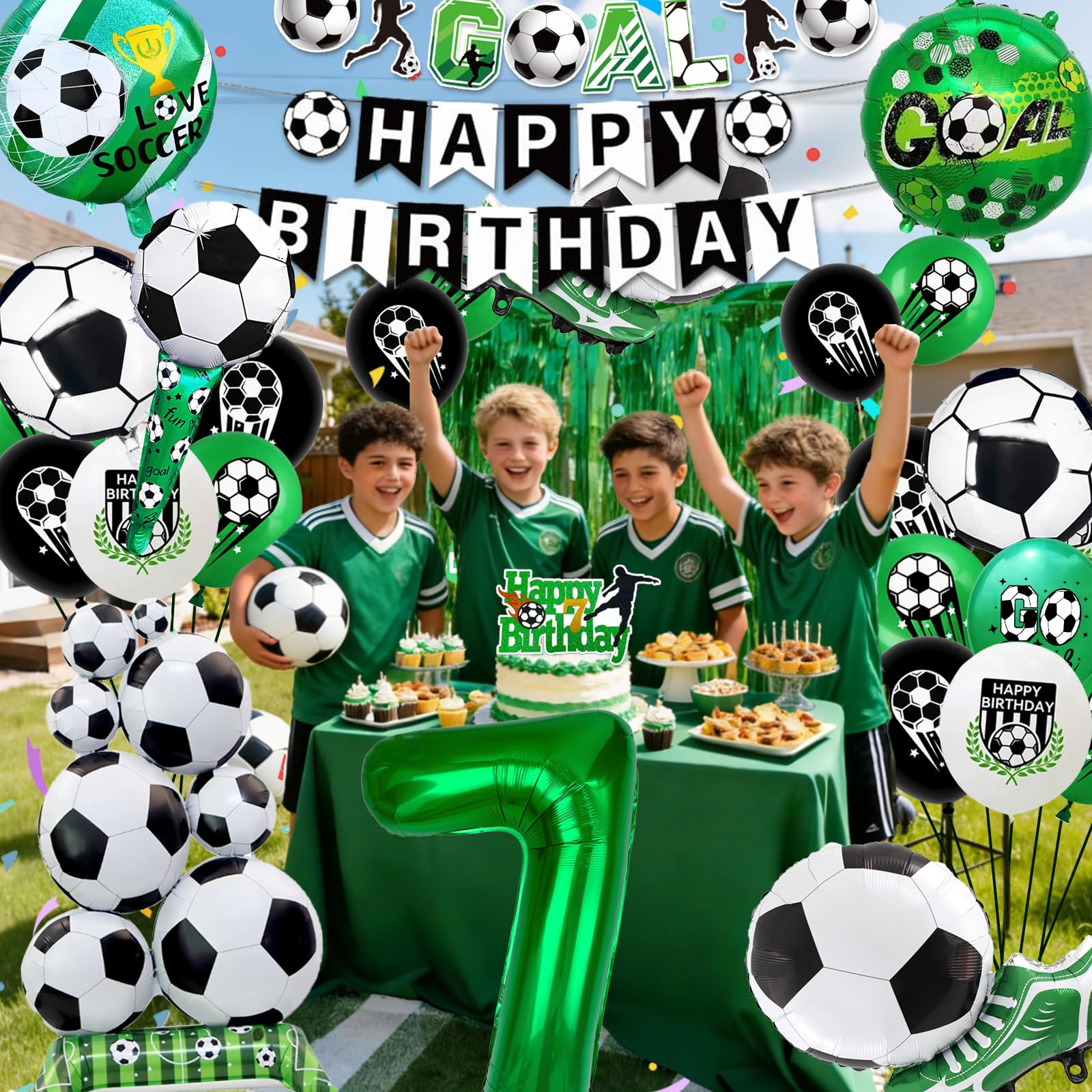 2026 nouveau Anniversaire Foot, Decoration Anniversaire Garcon 7 Ans, Ballons Football Debout, Ballon Anniversaire Foot, Decoration Anniversaire Football, Déco Gâteau Age (Party Deco 7 Ans Garcon) - 2