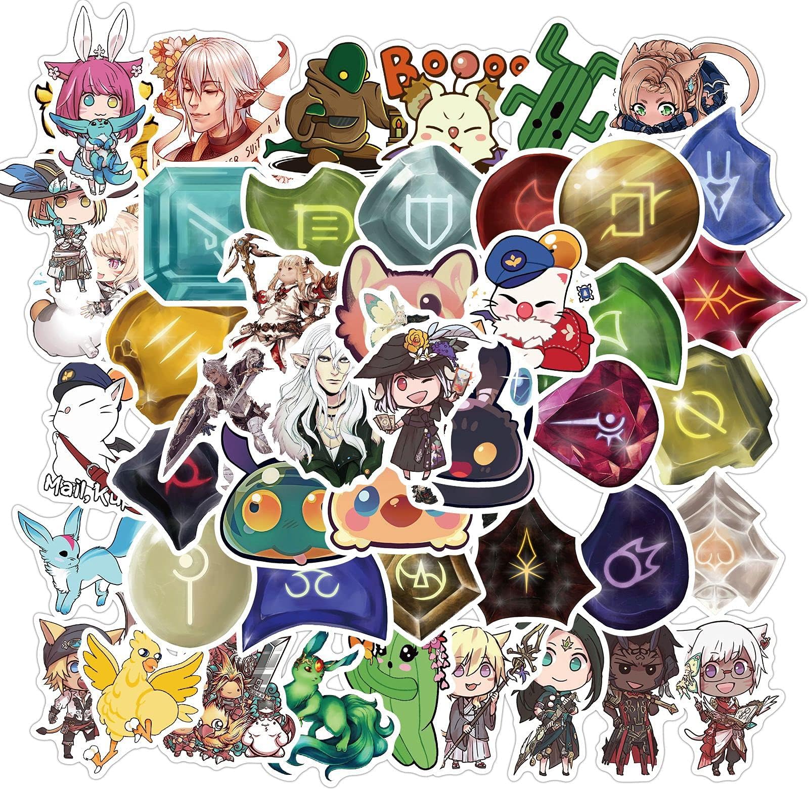 50pcs Final Fantasy Game Stickers Cartoon Stickers Kids Teens Sticker Laptop Bedroom Wardrobe Car Skateboard Motorcycle Bicycle Mobile Phone Luggage Guitar DIY Decal(Final Fantasy)