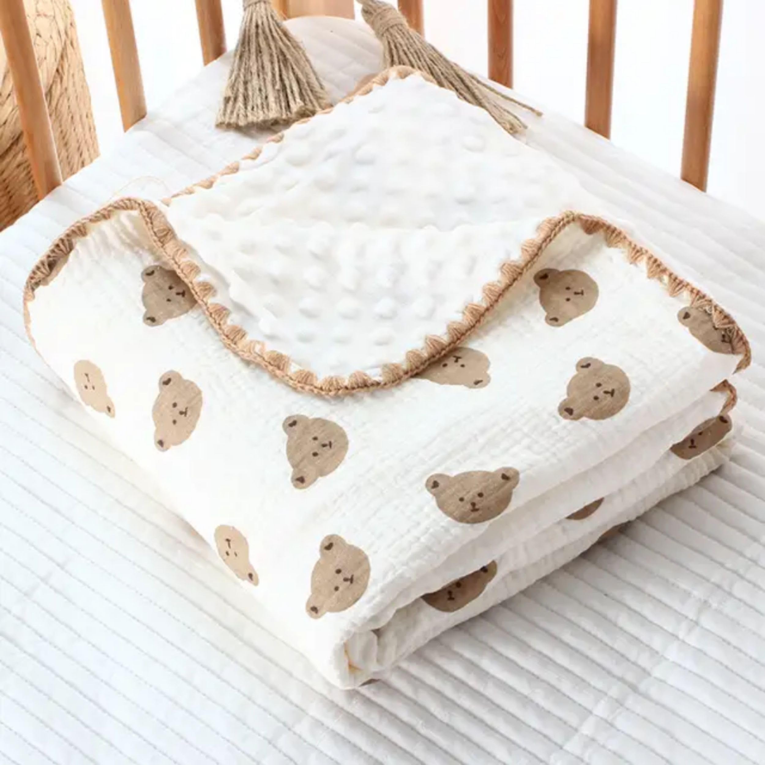 Tinitot Muslin Bubble Blanket for Baby 6 Layer Cotton Soft Breathable Swaddle Baby Blanket Summer AC Room Newborn 0-2Y Pack of 1 Size 110 x 110 CM-image-33