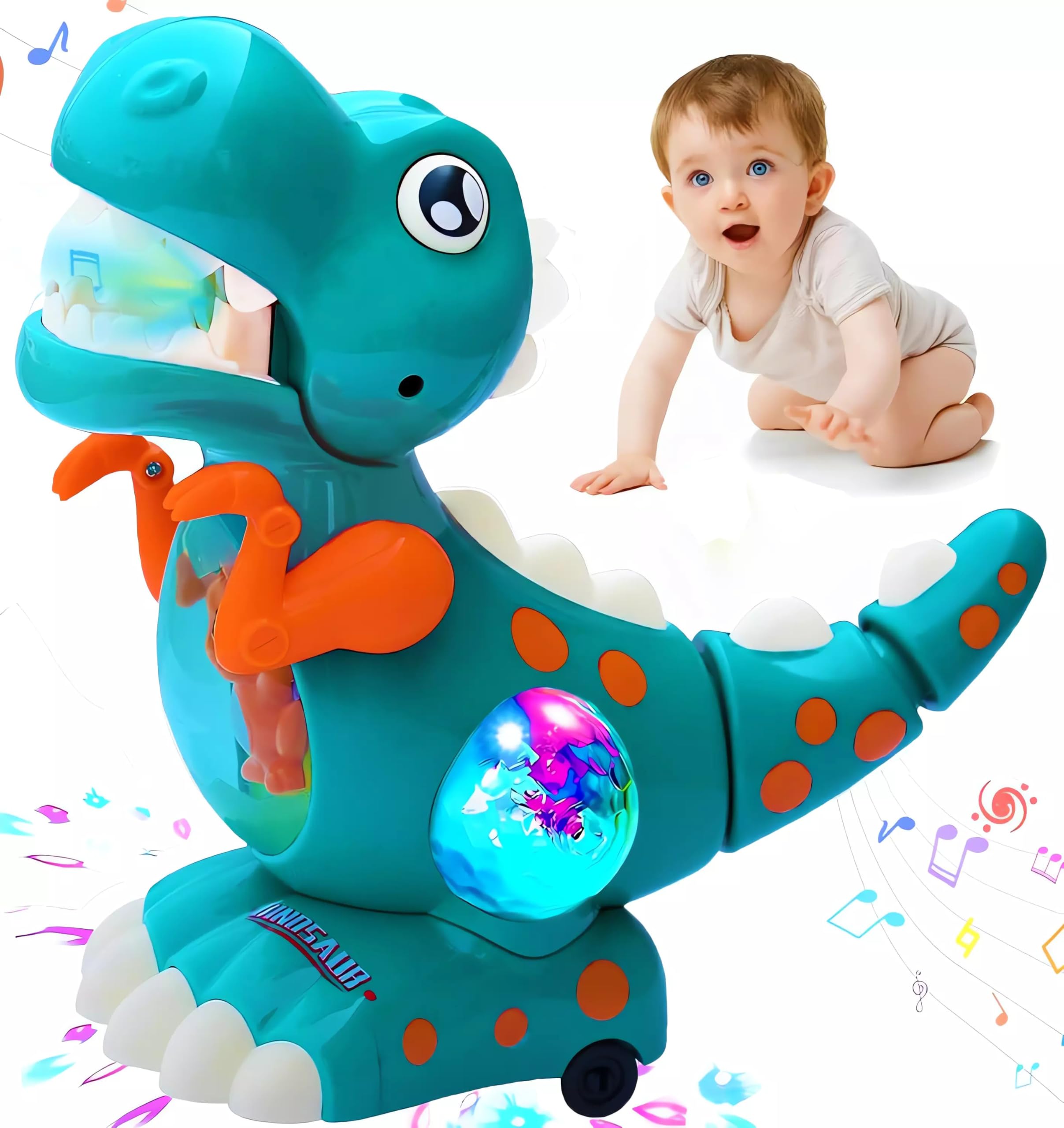 Crawling Walking Dinosaur Toy with Music & Lights,Baby Sensory Toys for Infants Learning to Crawl,Interactive Musical Tummy Time Toys for Toddlers, Birthday Gifts for Boys Girls