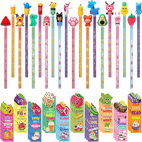 Miniatura 1 de Juego de 80 marcadores perfumados y lápices perfumados con bonitos adornos para lápices, divertidos lápices con temática de comida de frutas,