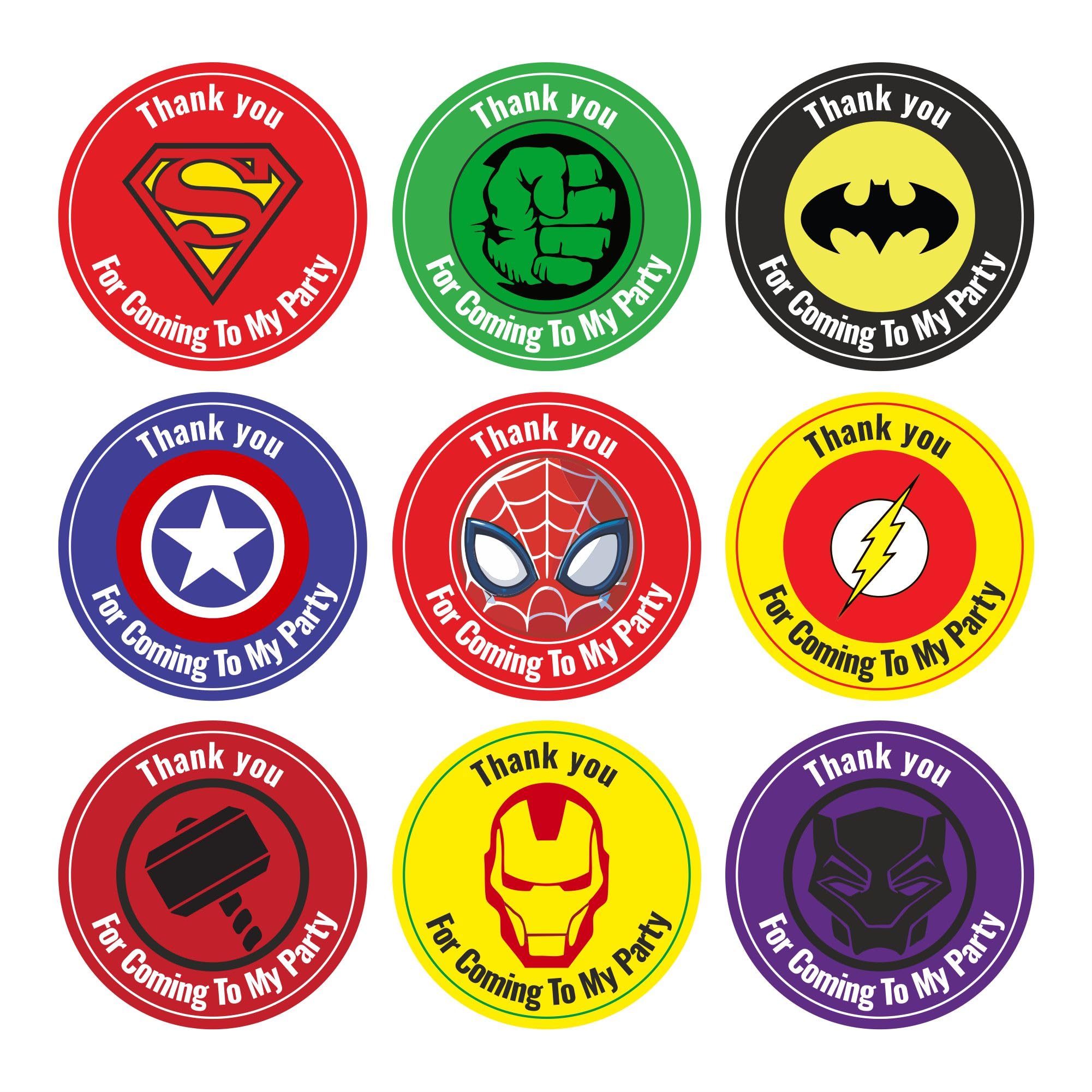 Thank You for Coming to My Party Stickers – 36 Vinyl Stickers – 40mm x 40mm.