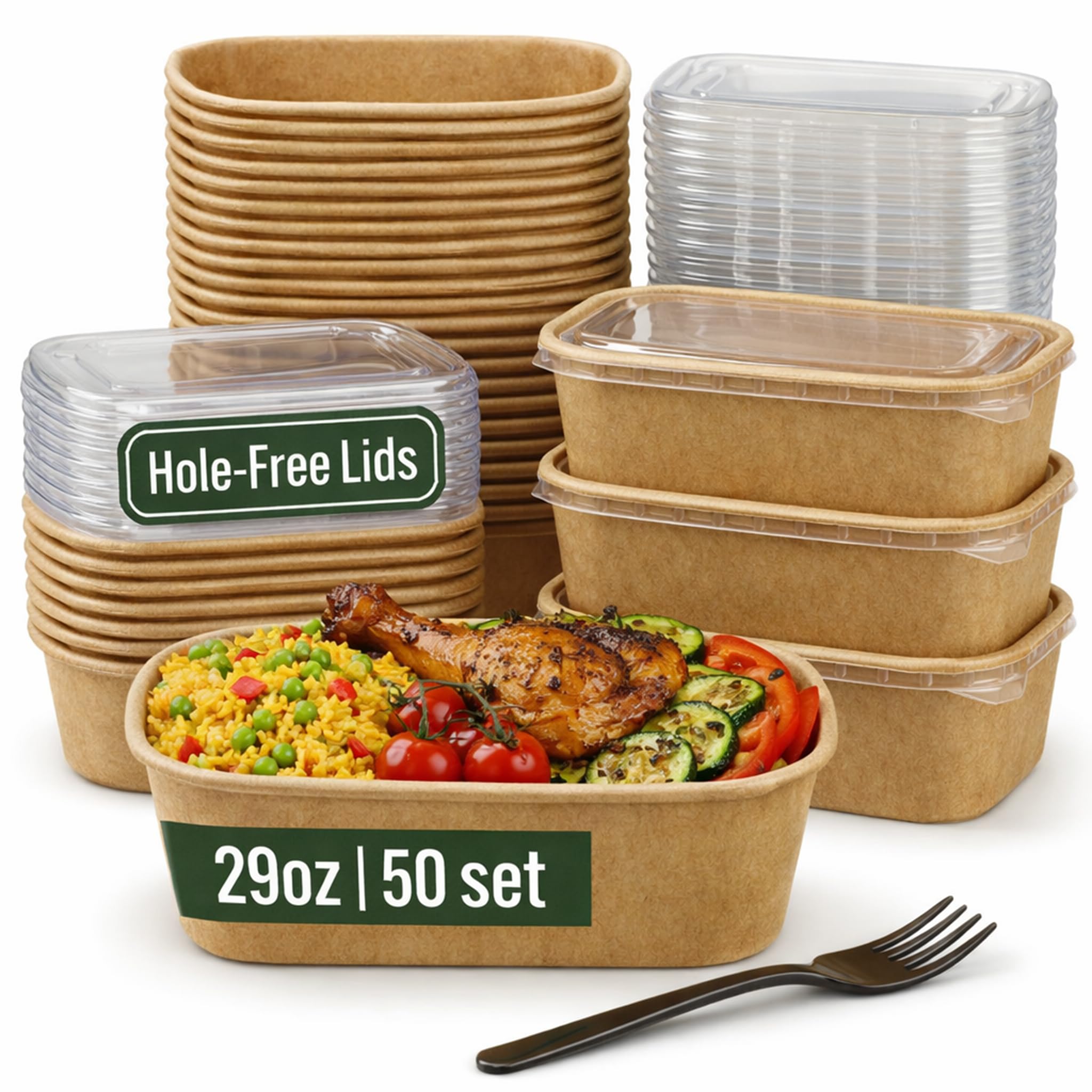 Leafiew 29oz Disposable Meal Prep Containers