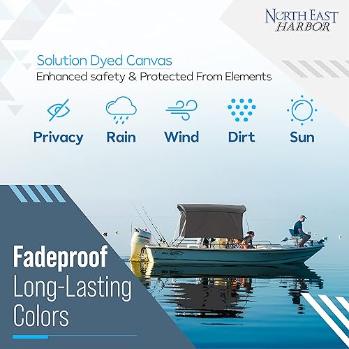Miniatura 9 de KNOX Bimini tops universales de 3 arcos para barcos, paredes laterales, postes de soporte, lona marina 900D a prueba de decoloración, bota de