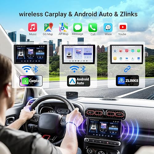 Miniatura 3 de Pantalla Carplay HD de 10.1 pulgadas para coche con pantalla táctil de 720P, estéreo de coche de doble DIN, procesador de 8 núcleos, cámara de