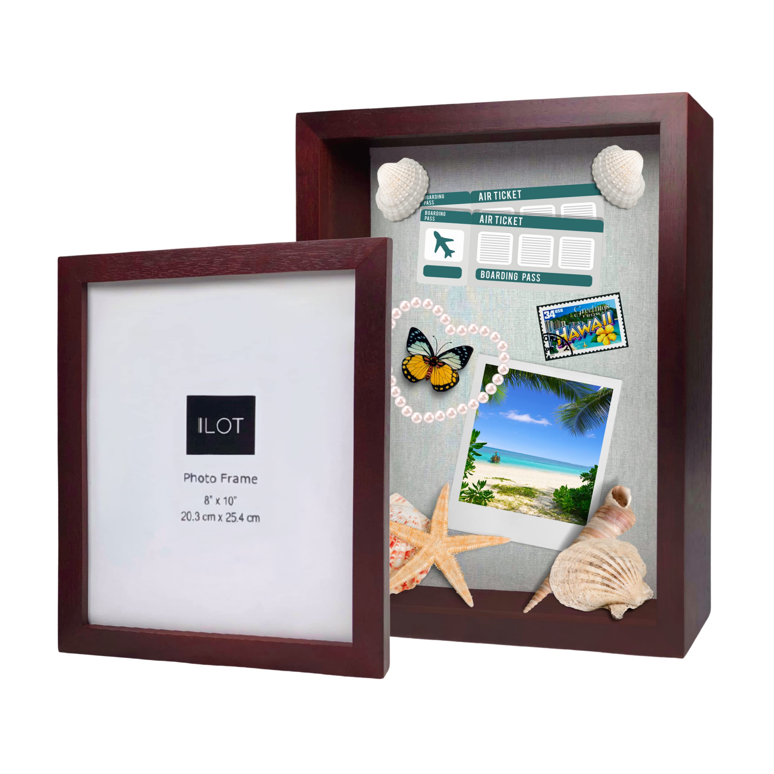 11"x14" Solid Wood Mahogany Display Shadow Box Frame - Solid Wood Memory Box for Keepsakes (Picture Box, Military, Wedding, Graduation, and Flower Shadow Box)