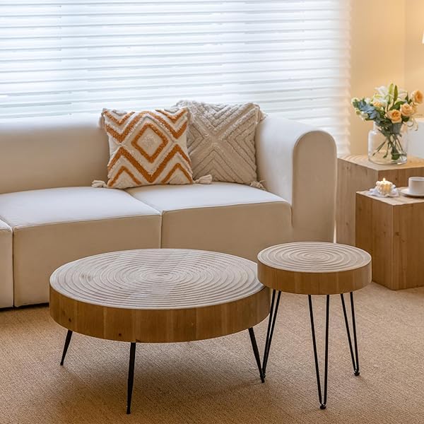 Natural Wood Ring Nesting Tables
