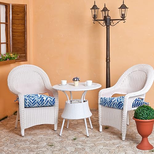 Miniatura 6 de DYTXIII Juego de 2 cojines para sillas de exterior de 19 x 19 x 5 pulgadas, cojines de asiento copetudos repelentes al agua con lazos, almohadillas