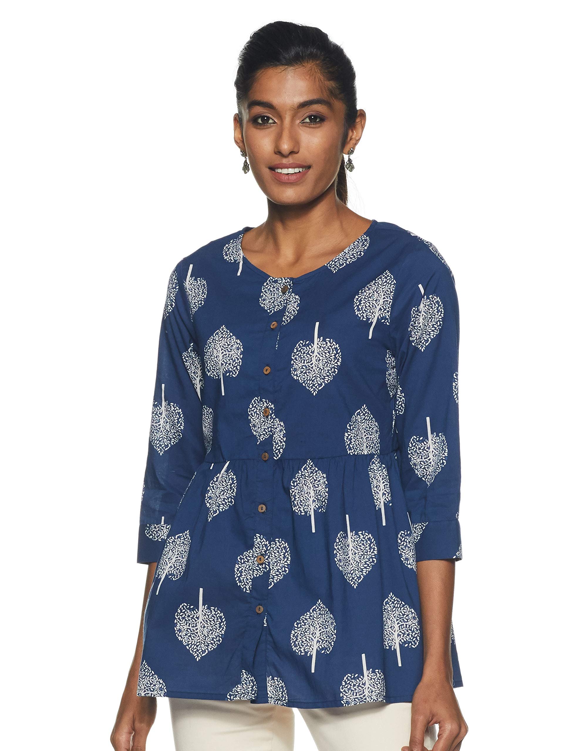 Amazon Brand - MyxWomen's Cotton Relaxed Fit Short Kurti